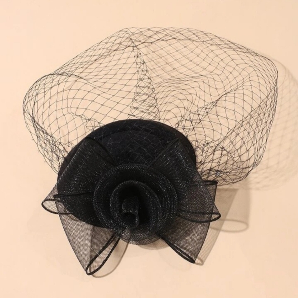 Black Fascinator Mesh Veil